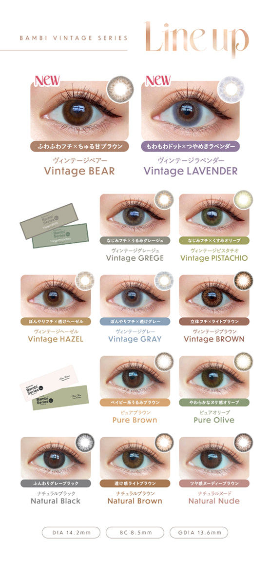 エンジェルカラー バンビシリーズ ヴィンテージ ワンデー 10枚入り Line up